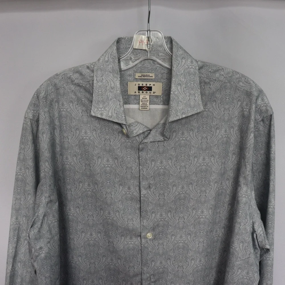 Joseph Men's Gray Paisley Button Down Shirt - Picture 3 of 8